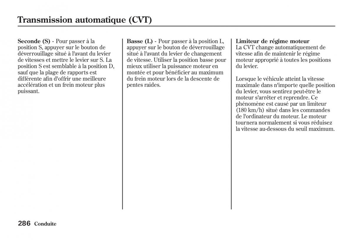 Honda Jazz II 2 manuel du proprietaire / page 291