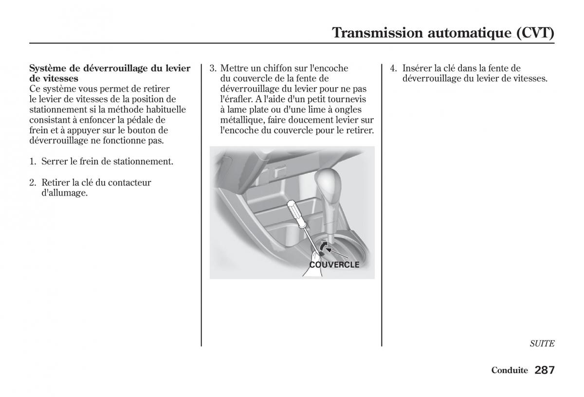 Honda Jazz II 2 manuel du proprietaire / page 292