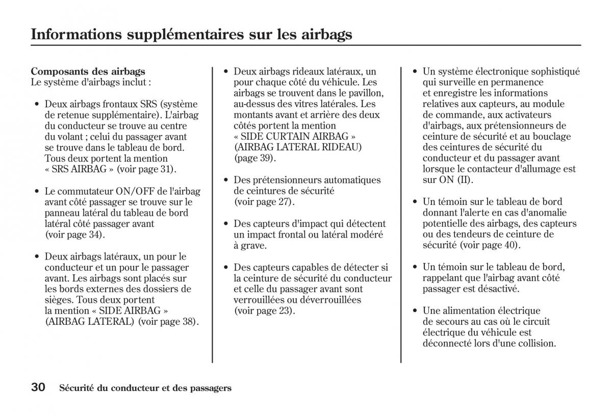 Honda Jazz II 2 manuel du proprietaire / page 35