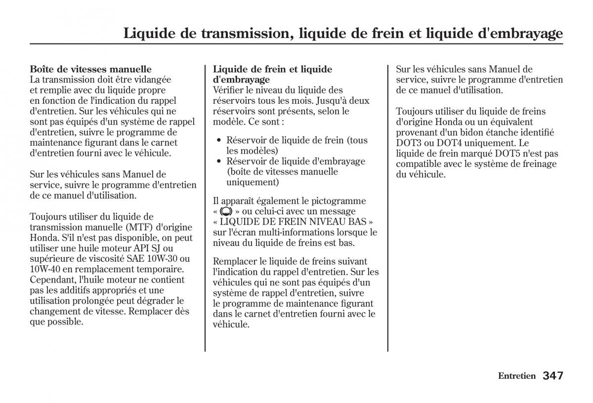 Honda Jazz II 2 manuel du proprietaire / page 352