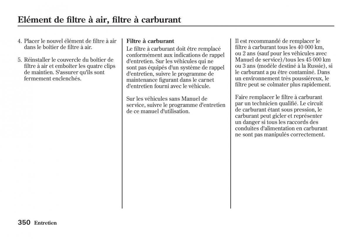 Honda Jazz II 2 manuel du proprietaire / page 355