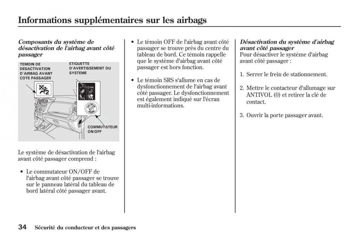 Honda Jazz II 2 manuel du proprietaire / page 39