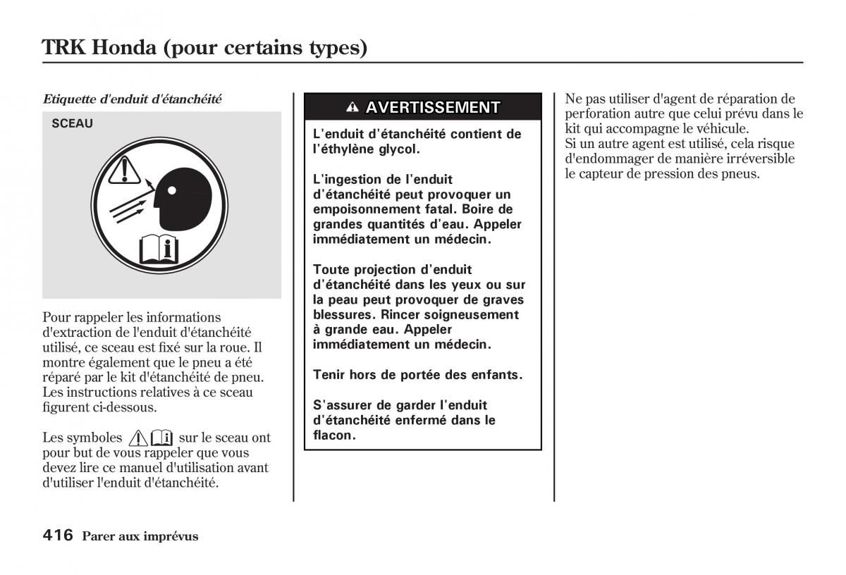 Honda Jazz II 2 manuel du proprietaire / page 421