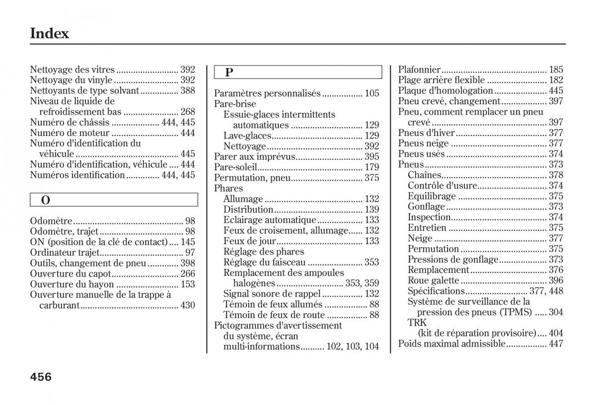 Honda Jazz II 2 manuel du proprietaire / page 461