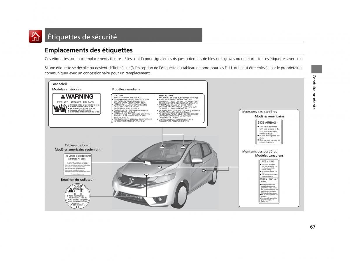 Honda Jazz III 3 manuel du proprietaire / page 68