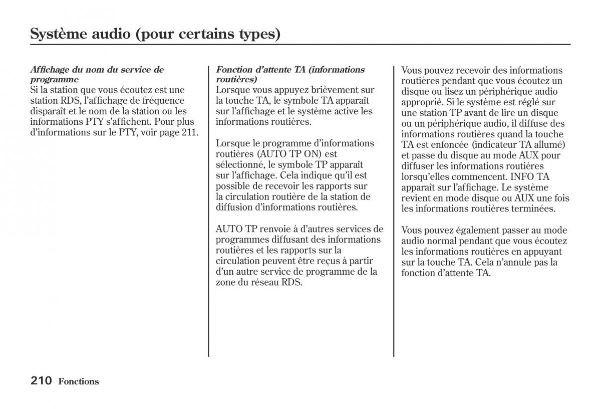 Honda Jazz II 2 hybrid manuel du proprietaire / page 217