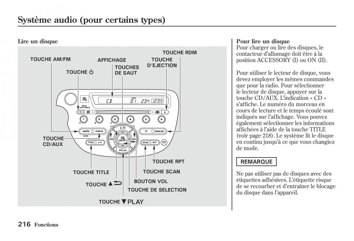 Honda Jazz II 2 hybrid manuel du proprietaire / page 223