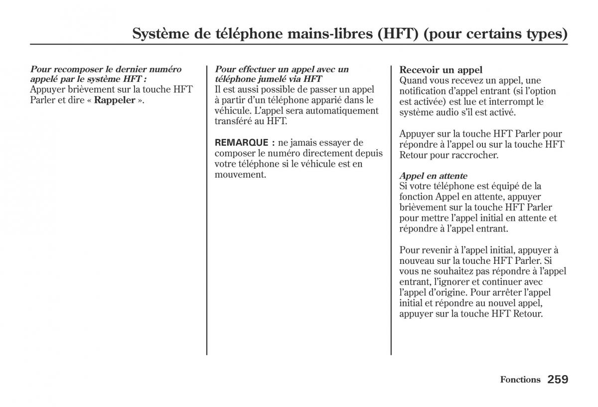 Honda Jazz II 2 hybrid manuel du proprietaire / page 266