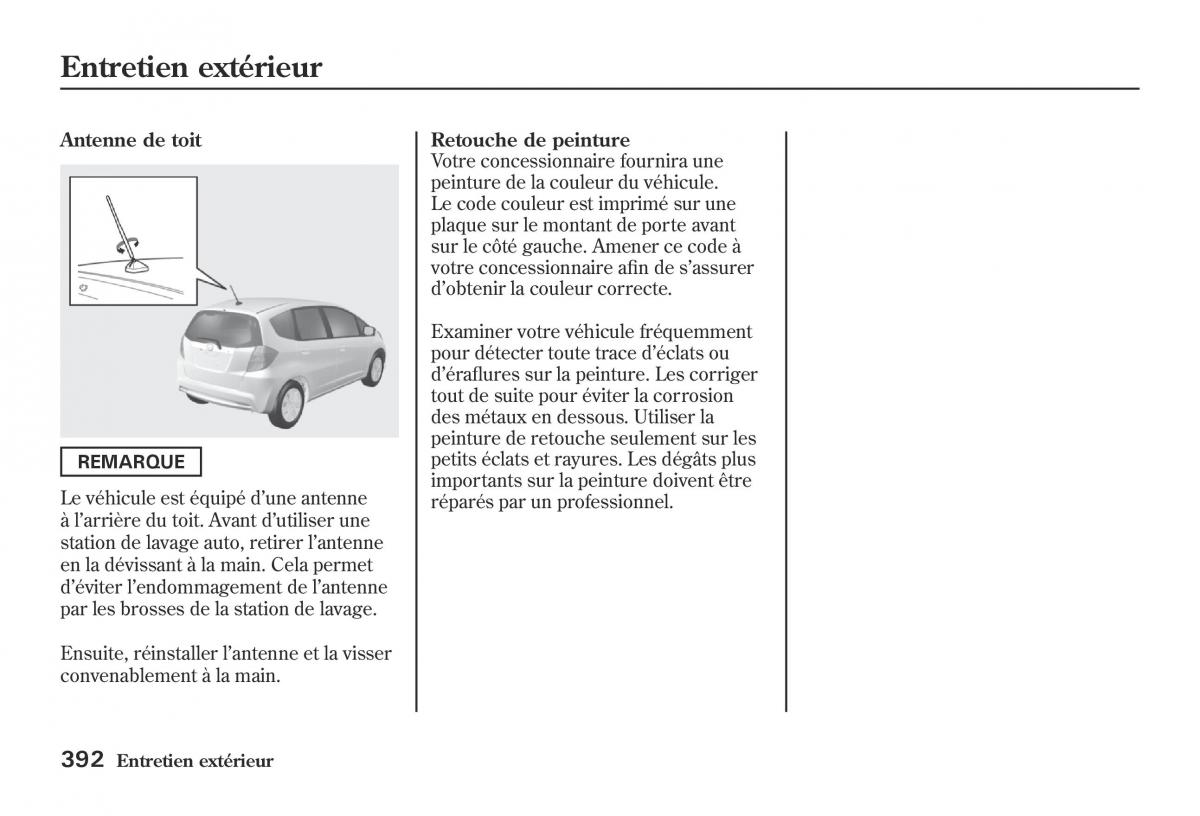 Honda Jazz II 2 hybrid manuel du proprietaire / page 399