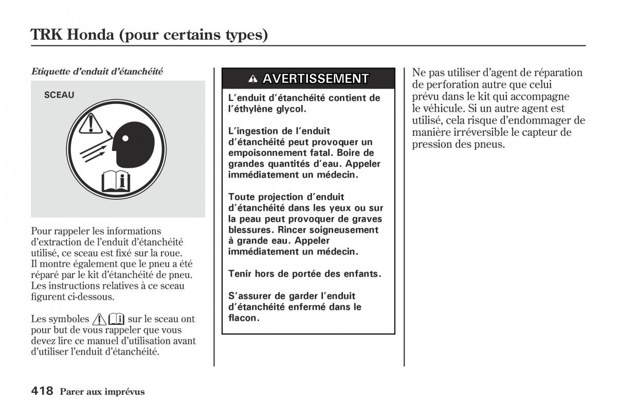 Honda Jazz II 2 hybrid manuel du proprietaire / page 425