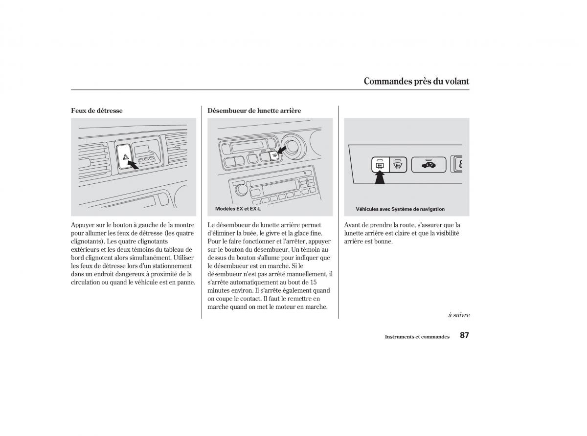 Honda Odyssey II 2 manuel du proprietaire / page 86