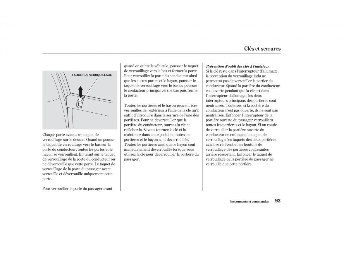 Honda Odyssey II 2 manuel du proprietaire / page 92