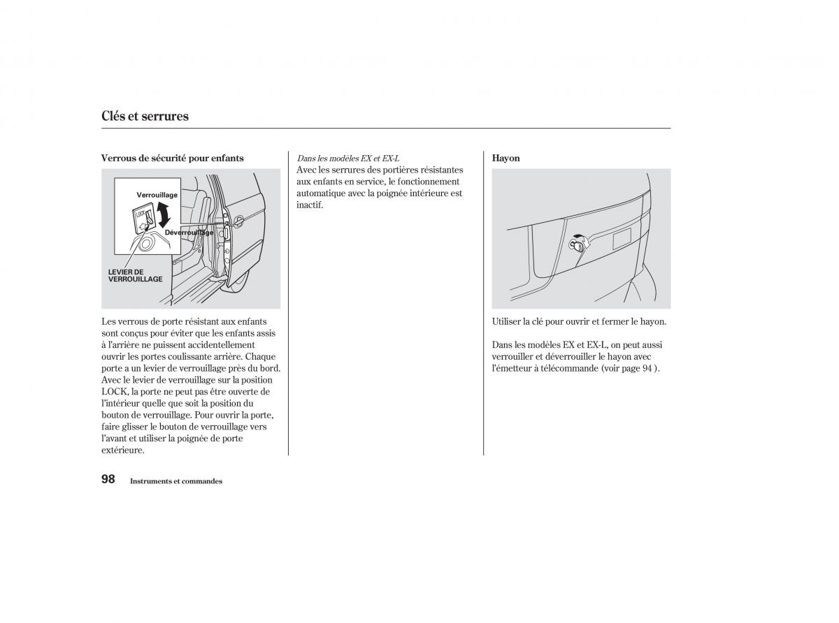 Honda Odyssey II 2 manuel du proprietaire / page 97