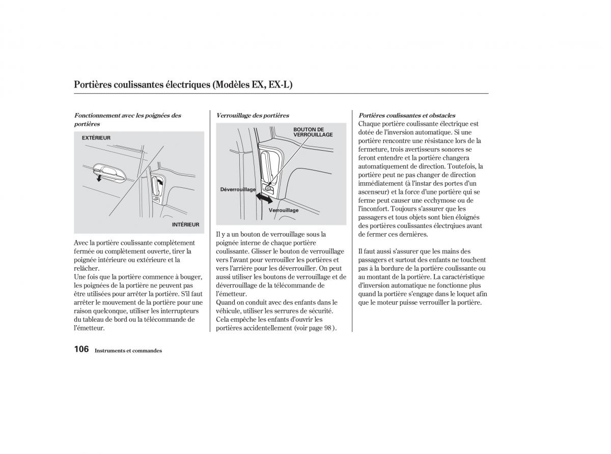 Honda Odyssey II 2 manuel du proprietaire / page 105