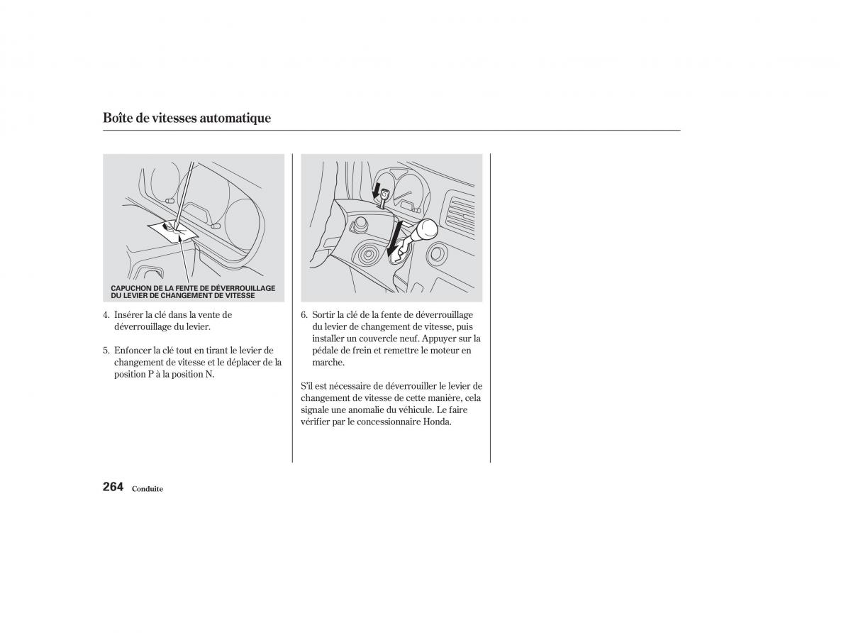 Honda Odyssey II 2 manuel du proprietaire / page 263