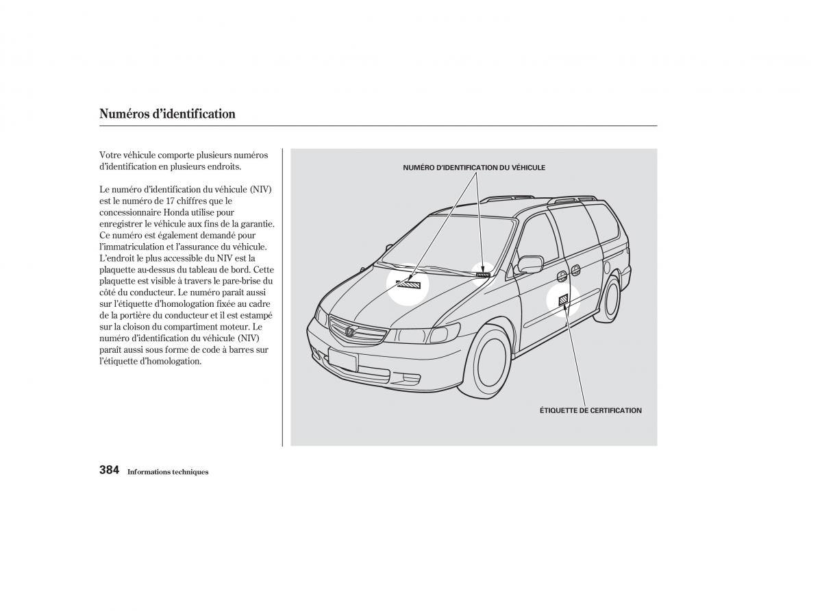 Honda Odyssey II 2 manuel du proprietaire / page 383