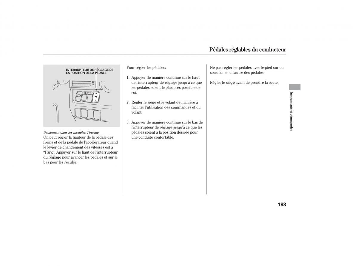 Honda Odyssey III 3 manuel du proprietaire / page 209