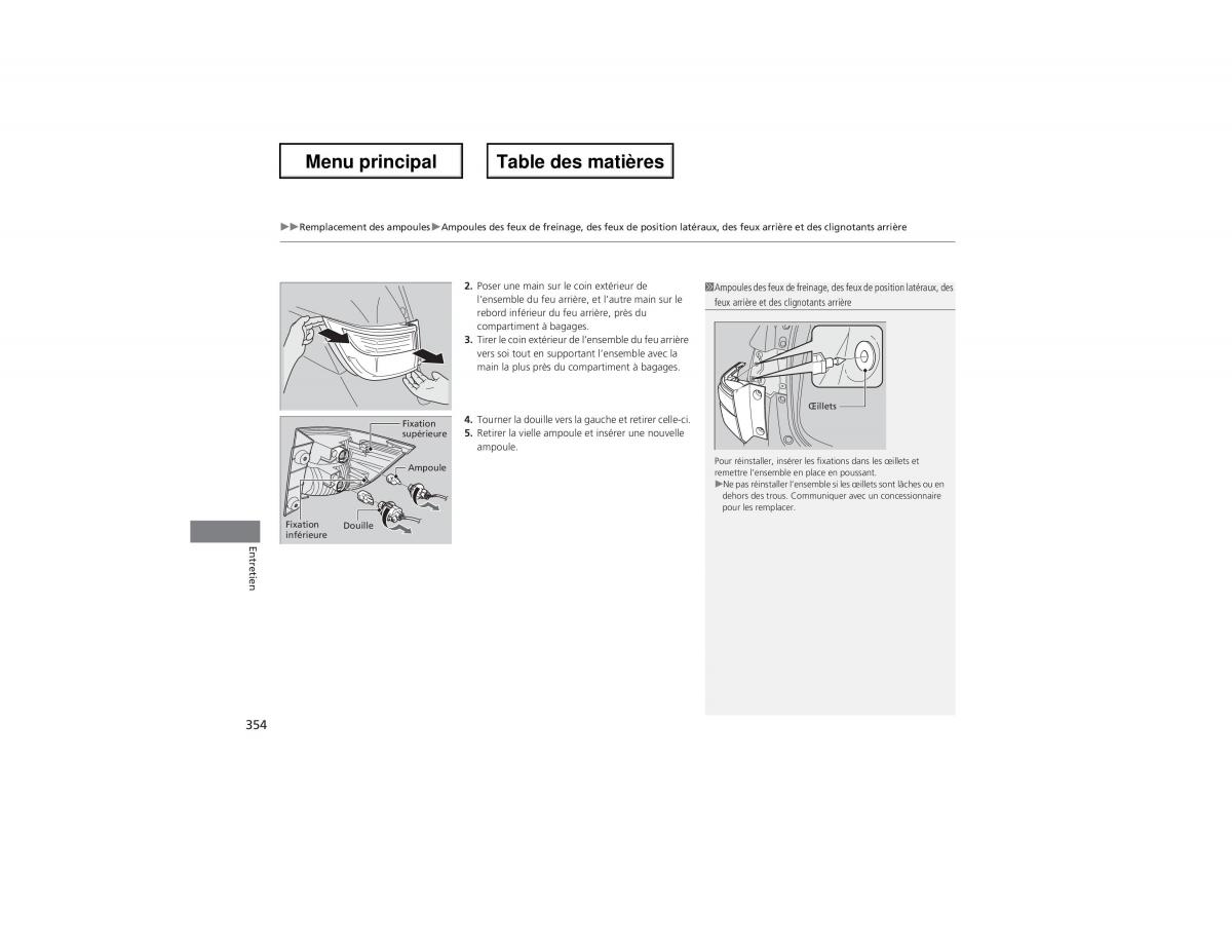 Honda Odyssey IV 4 manuel du proprietaire / page 355