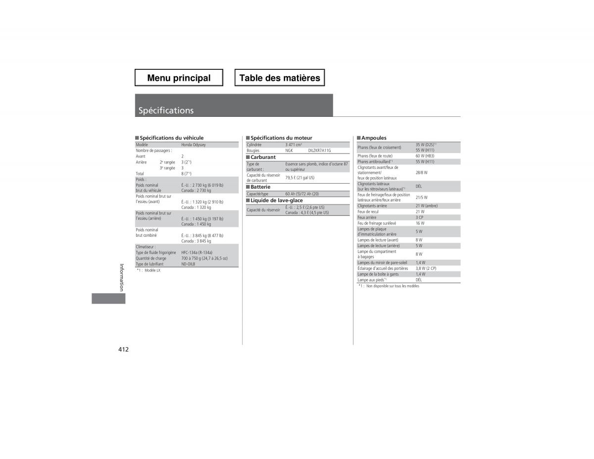 Honda Odyssey IV 4 manuel du proprietaire / page 413