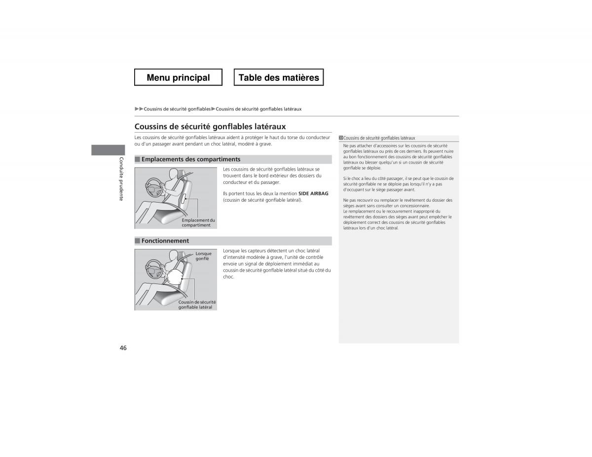 Honda Odyssey IV 4 manuel du proprietaire / page 47