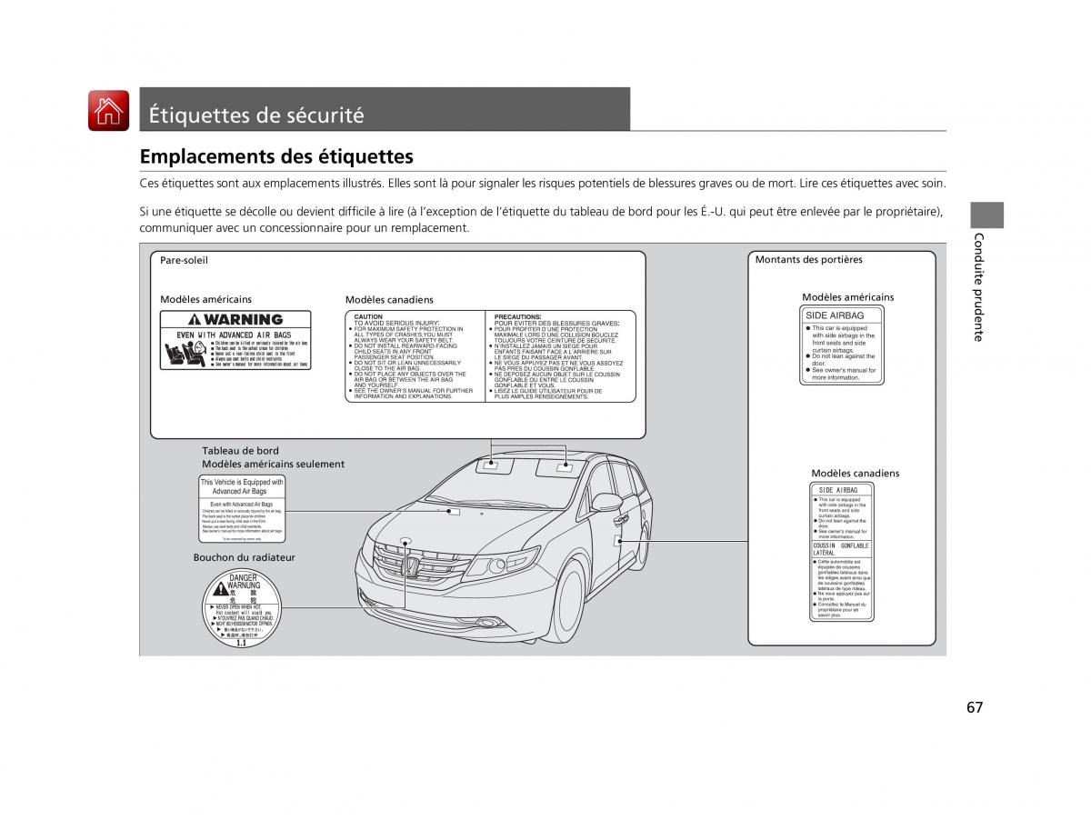 Honda Odyssey IV 4 FL manuel du proprietaire / page 68