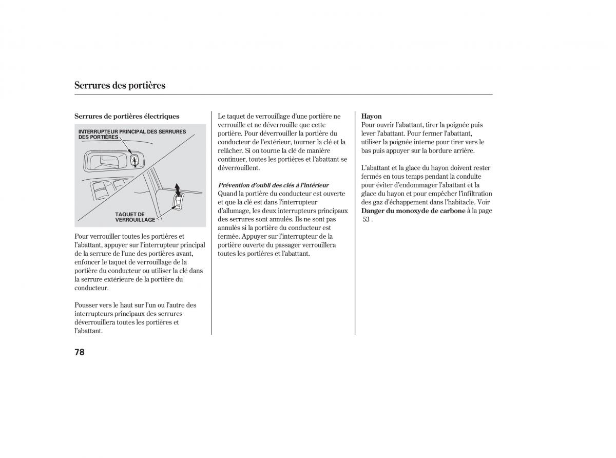 Honda Pilot I 1 manuel du proprietaire / page 73