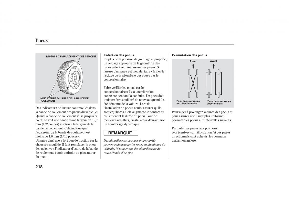 Honda Pilot I 1 manuel du proprietaire / page 209