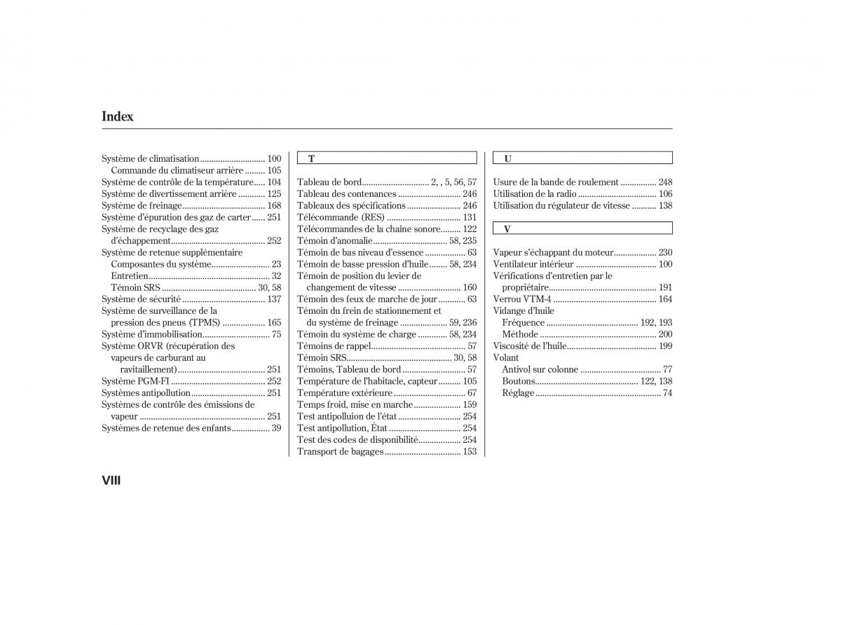 Honda Pilot I 1 manuel du proprietaire / page 258