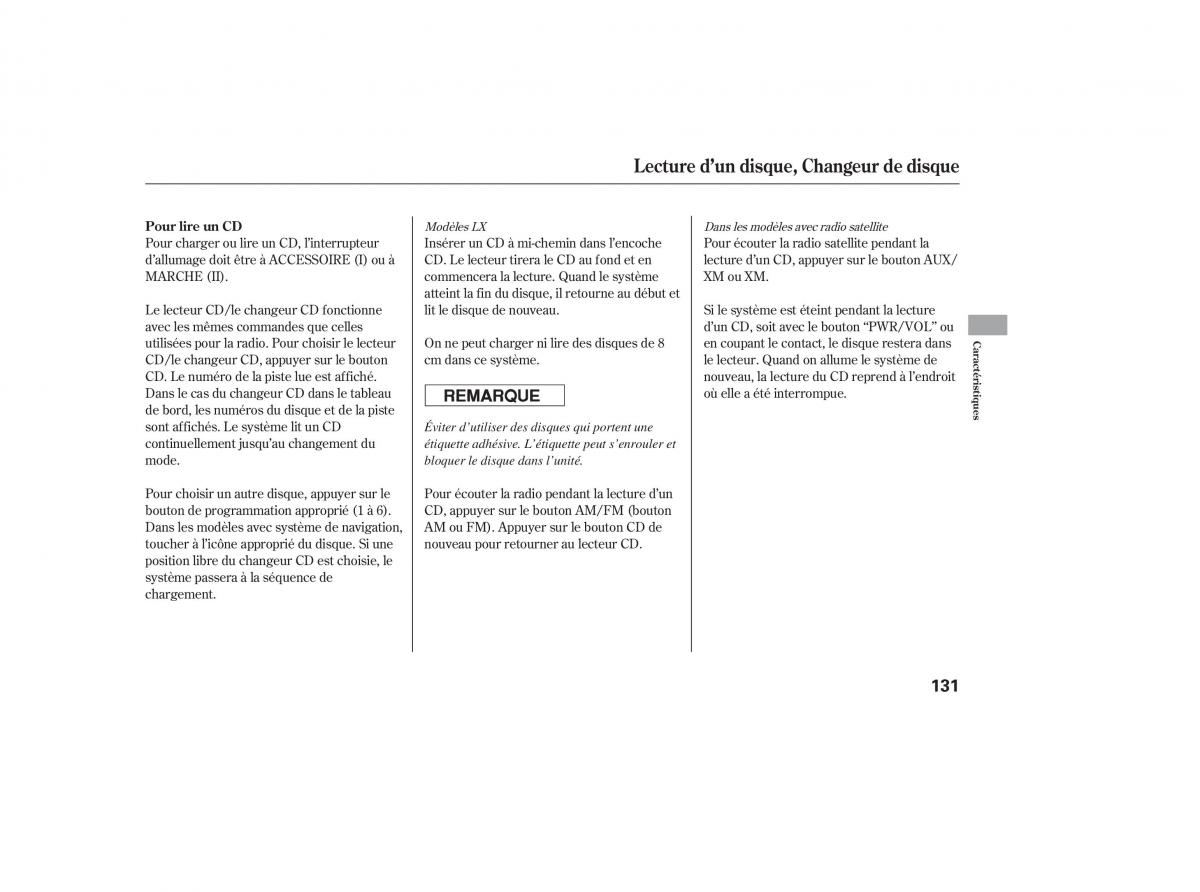 Honda Pilot I 1 FL manuel du proprietaire / page 133