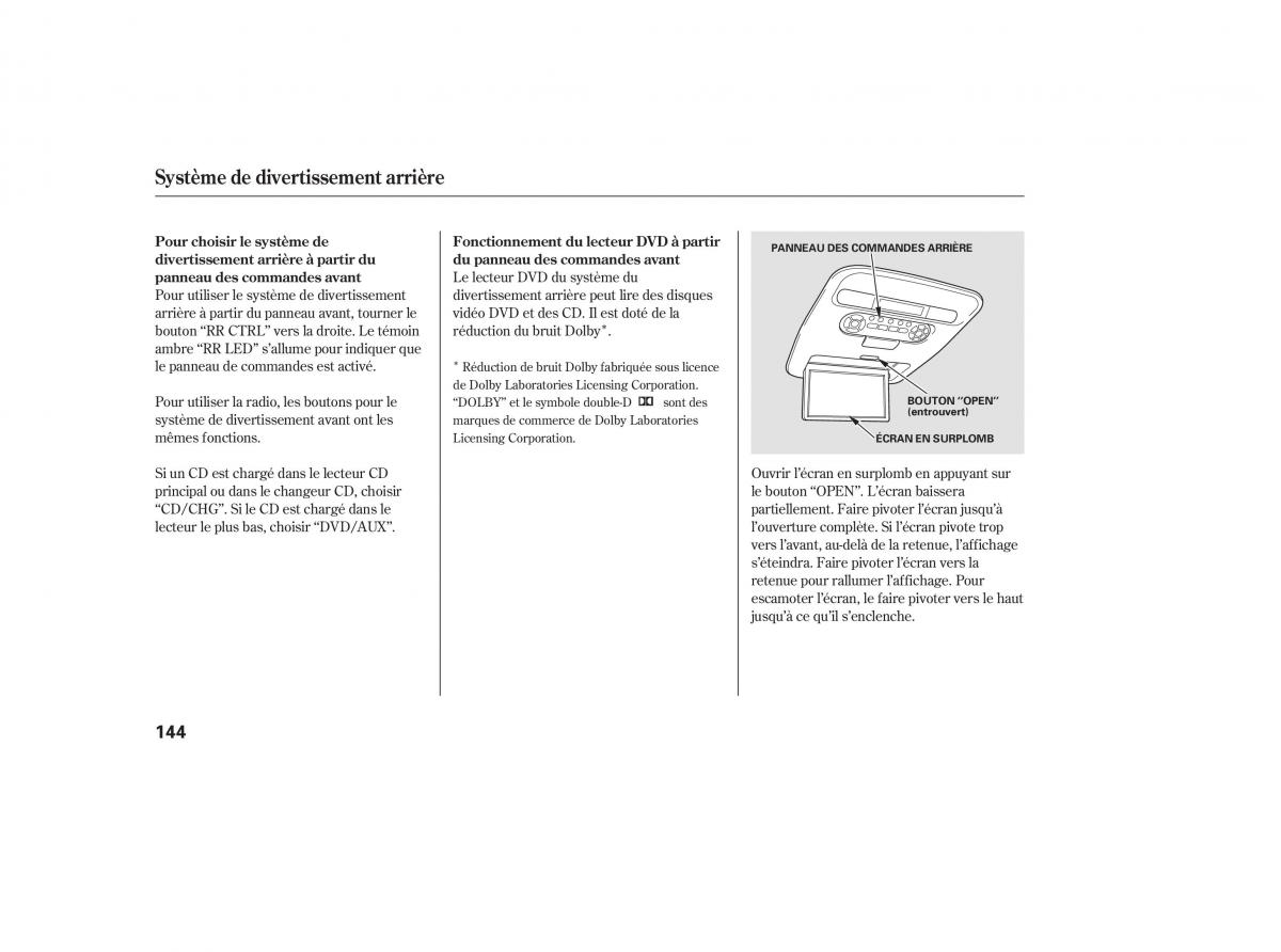 Honda Pilot I 1 FL manuel du proprietaire / page 146