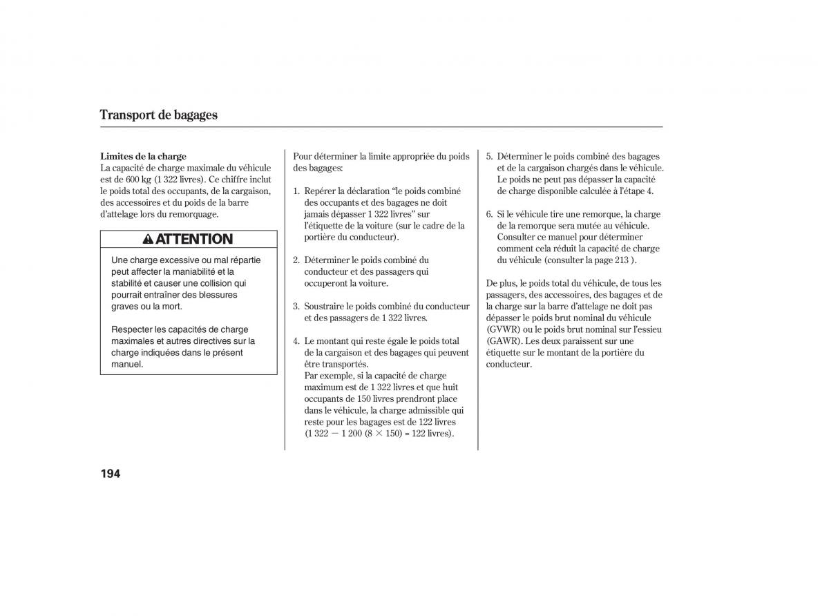 Honda Pilot I 1 FL manuel du proprietaire / page 195