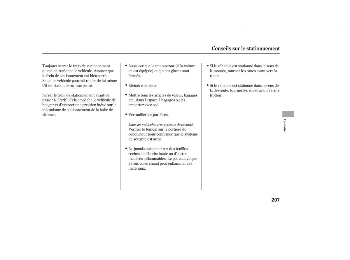 Honda Pilot I 1 FL manuel du proprietaire / page 207