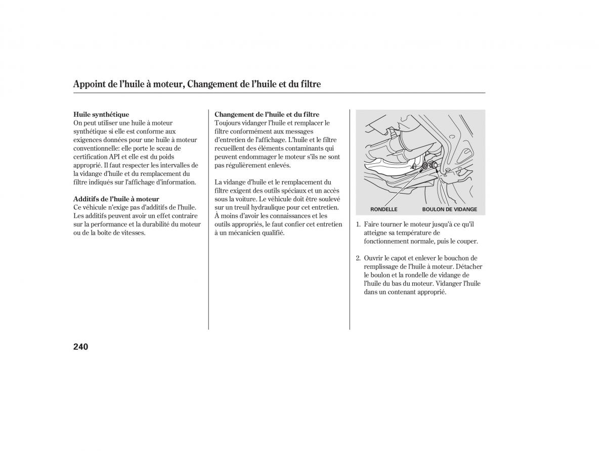 Honda Pilot I 1 FL manuel du proprietaire / page 239