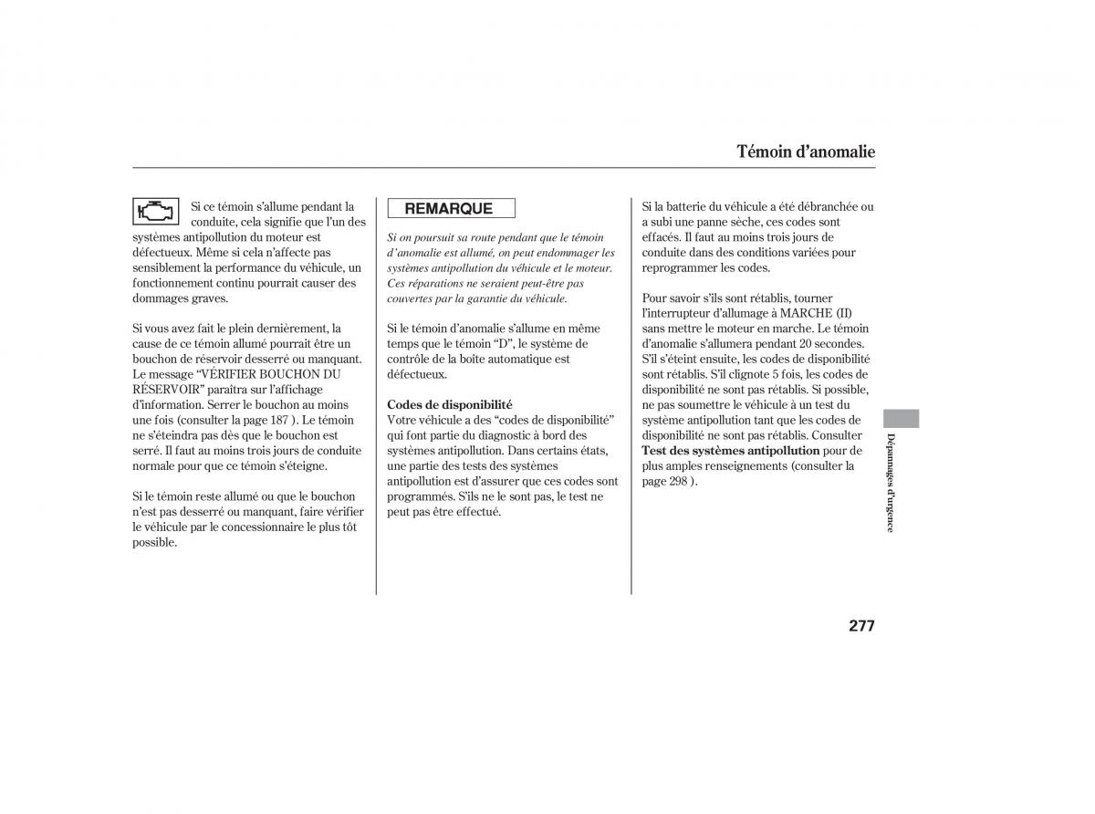 Honda Pilot I 1 FL manuel du proprietaire / page 275