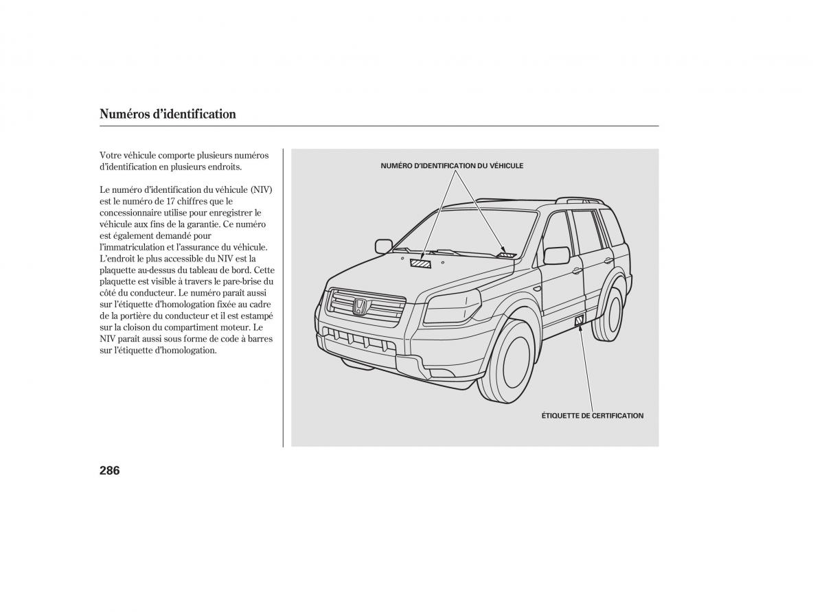 Honda Pilot I 1 FL manuel du proprietaire / page 283