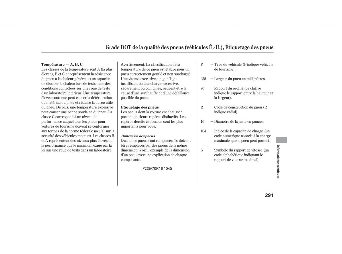 Honda Pilot I 1 FL manuel du proprietaire / page 288