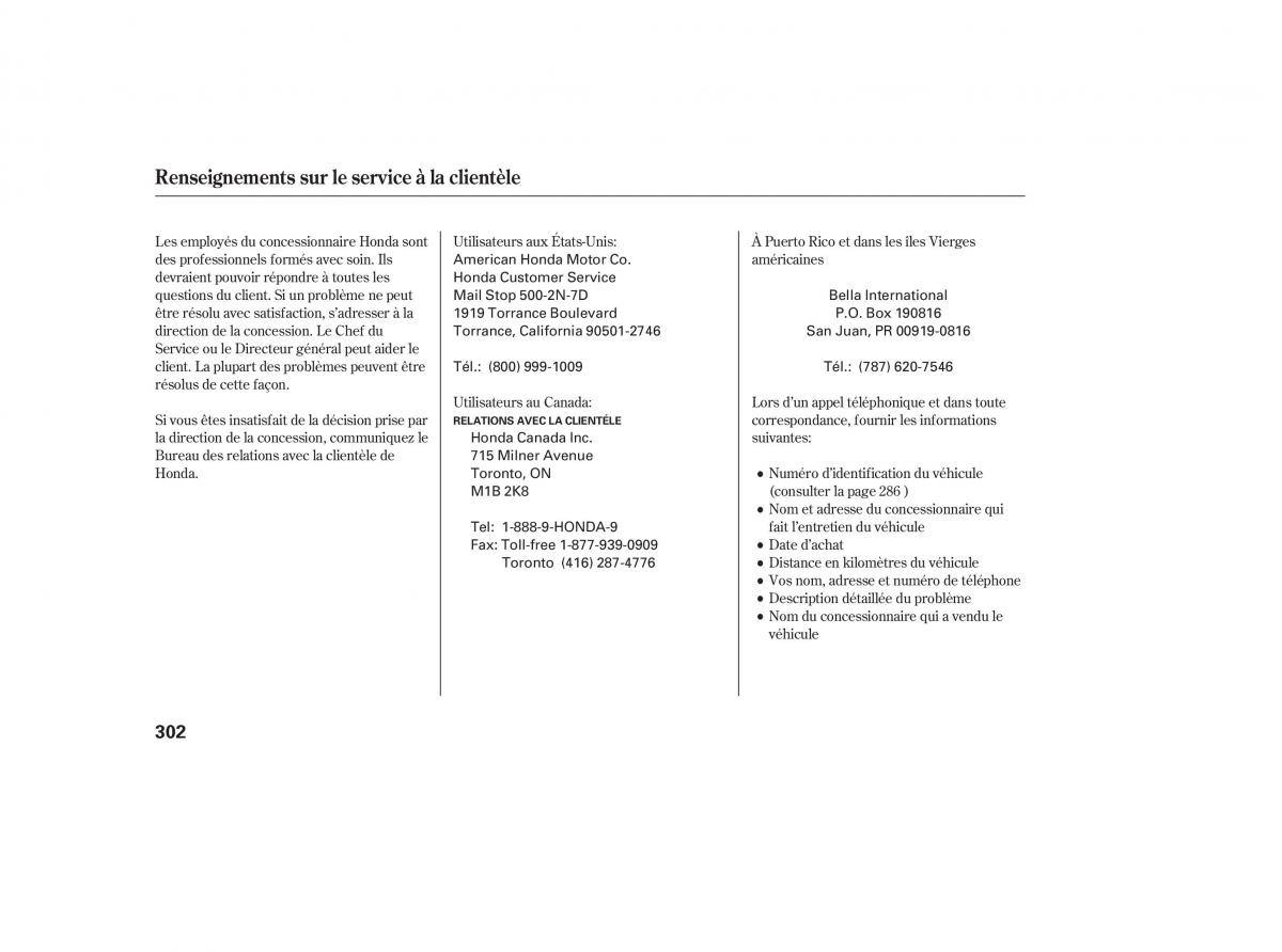 Honda Pilot I 1 FL manuel du proprietaire / page 298