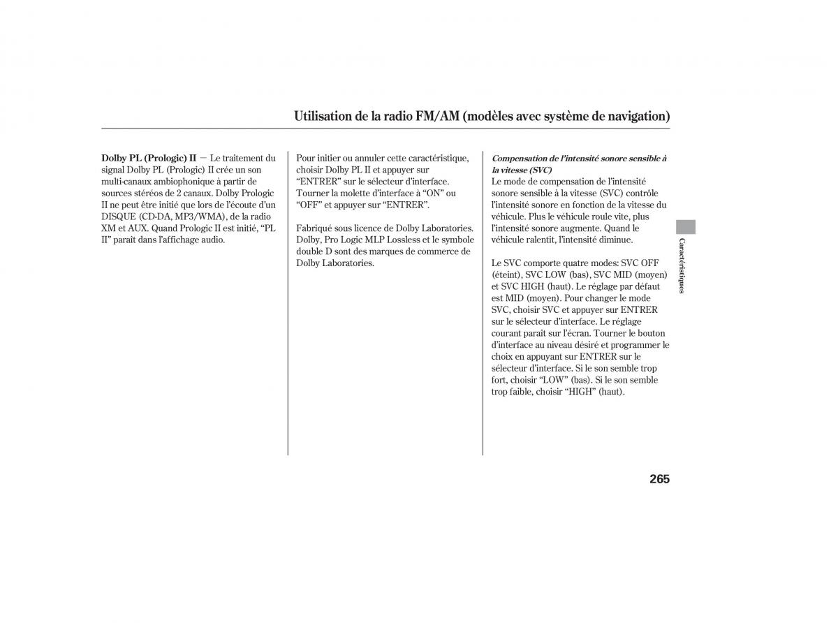 Honda Pilot II 2 manuel du proprietaire / page 281