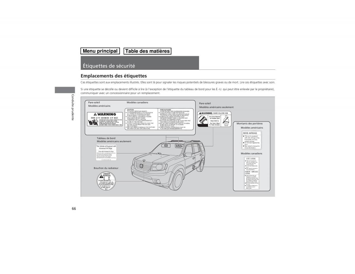 Honda Pilot II 2 FL manuel du proprietaire / page 67