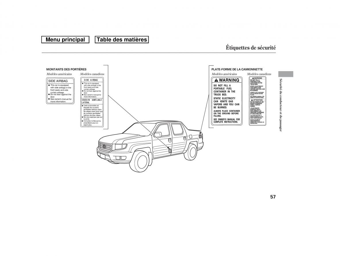 Honda Ridgeline I 1 manuel du proprietaire / page 64