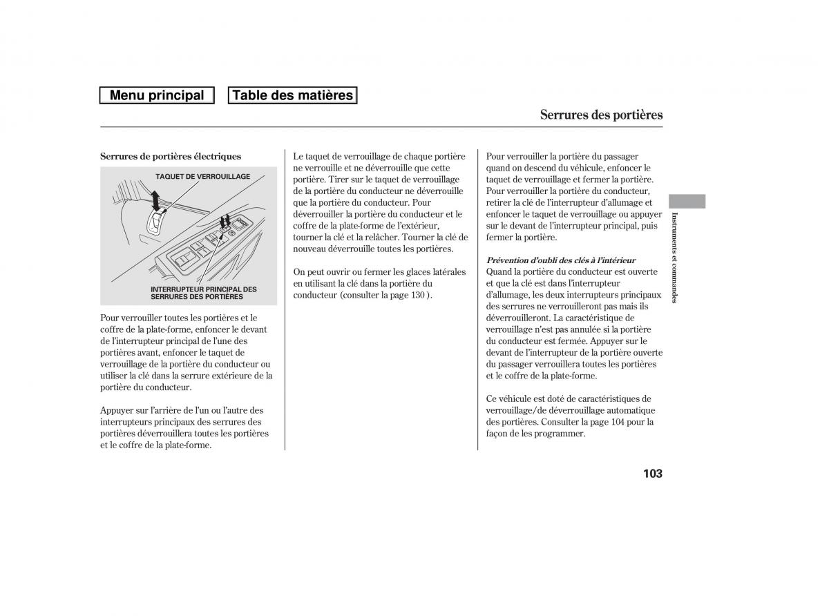 Honda Ridgeline I 1 manuel du proprietaire / page 110