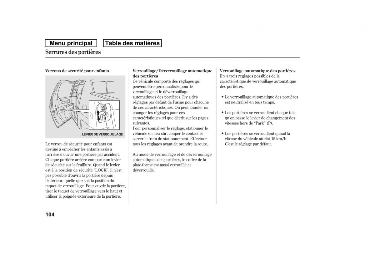 Honda Ridgeline I 1 manuel du proprietaire / page 111