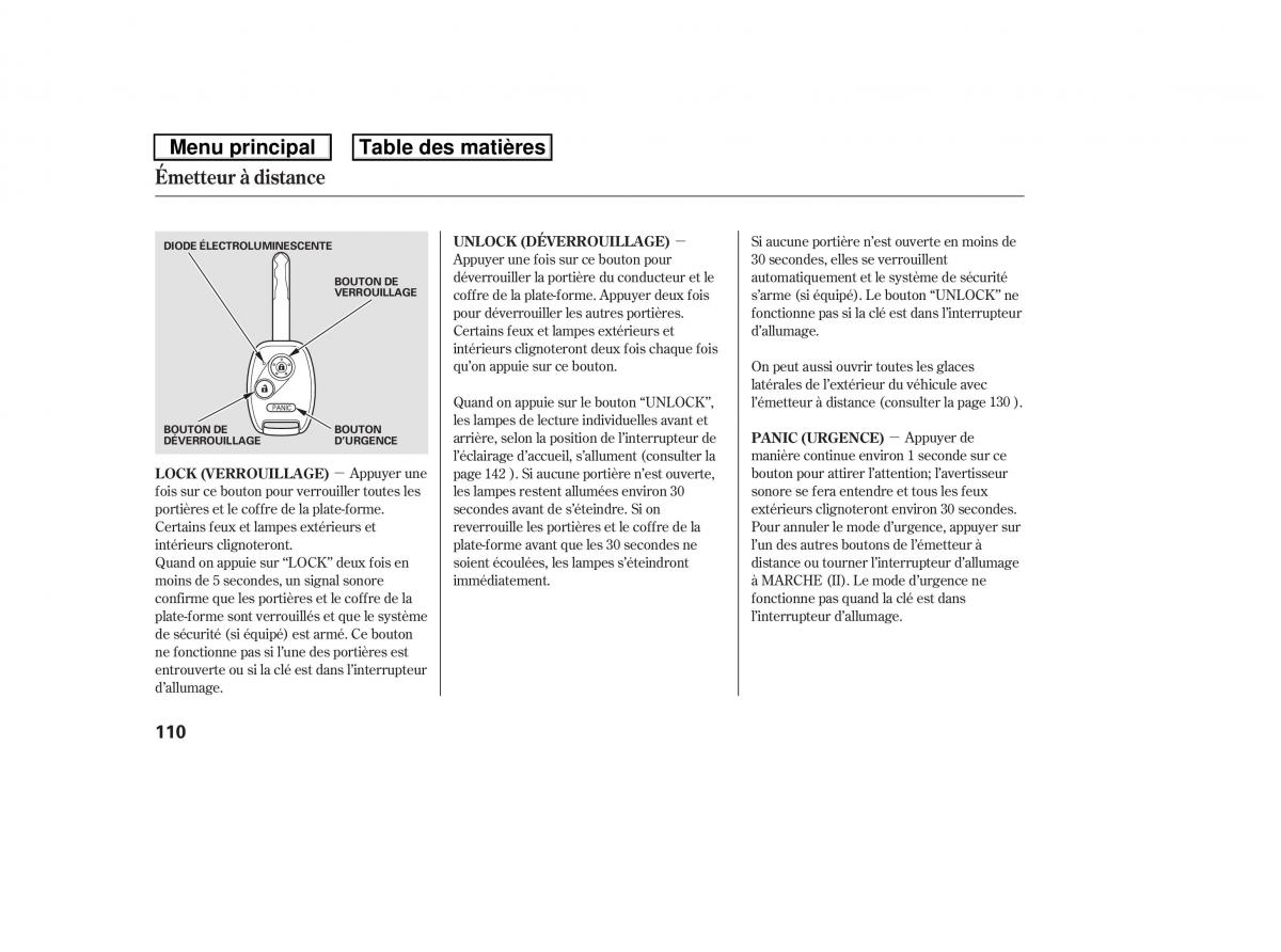 Honda Ridgeline I 1 manuel du proprietaire / page 117