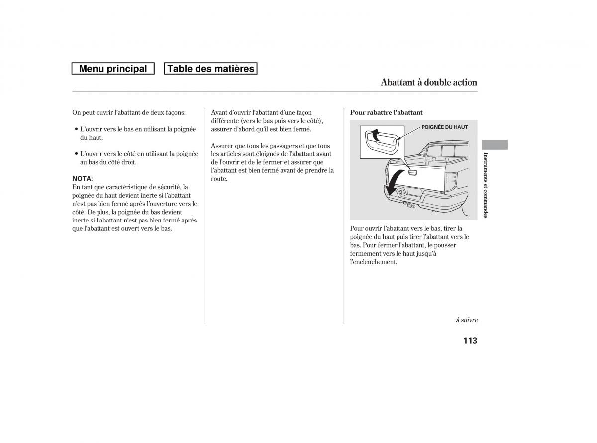 Honda Ridgeline I 1 manuel du proprietaire / page 120