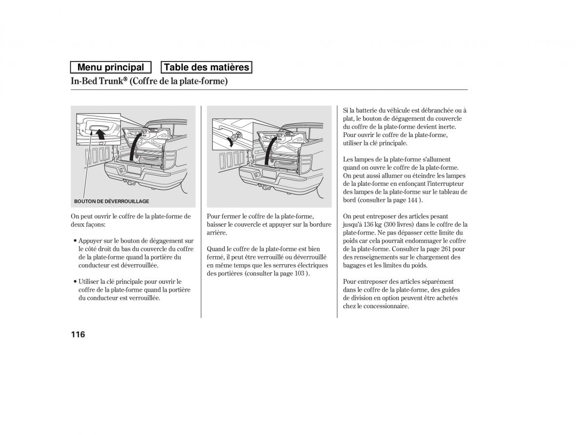 Honda Ridgeline I 1 manuel du proprietaire / page 123