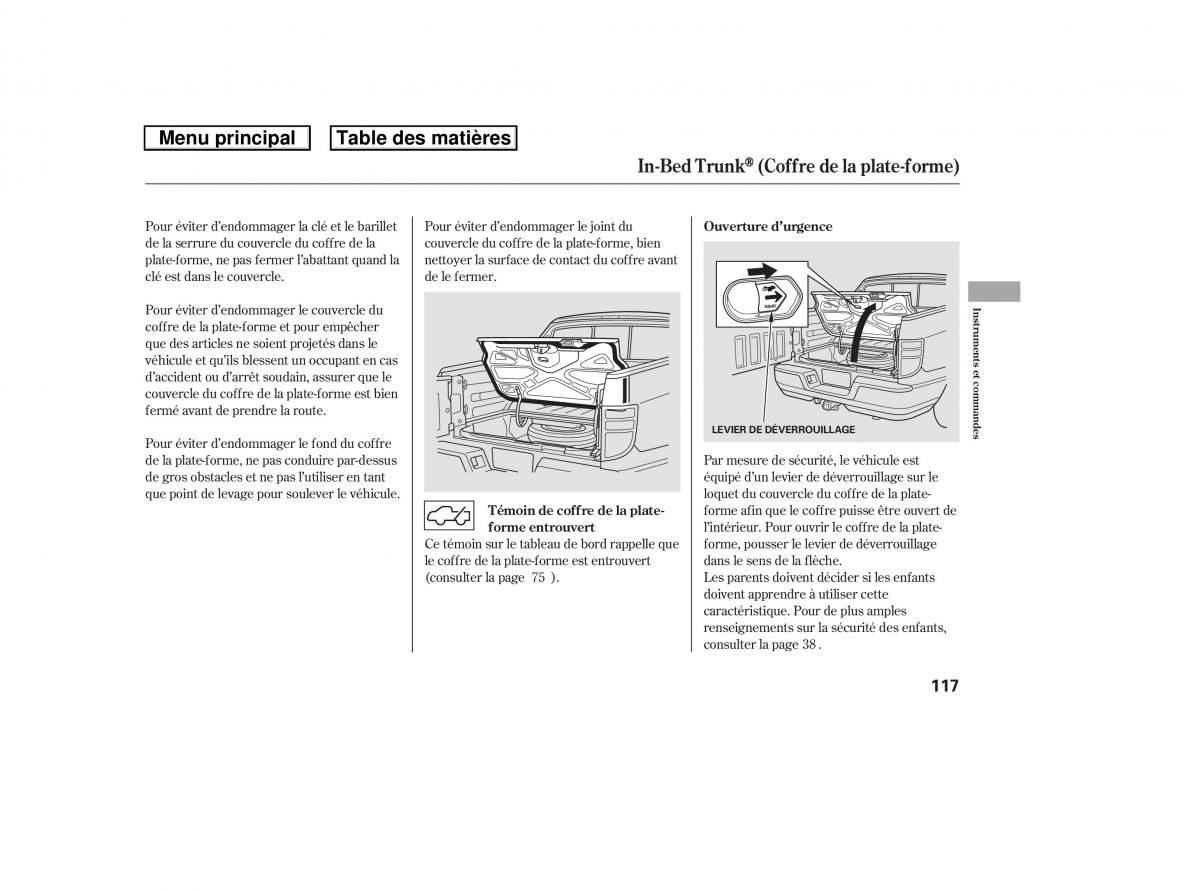 Honda Ridgeline I 1 manuel du proprietaire / page 124