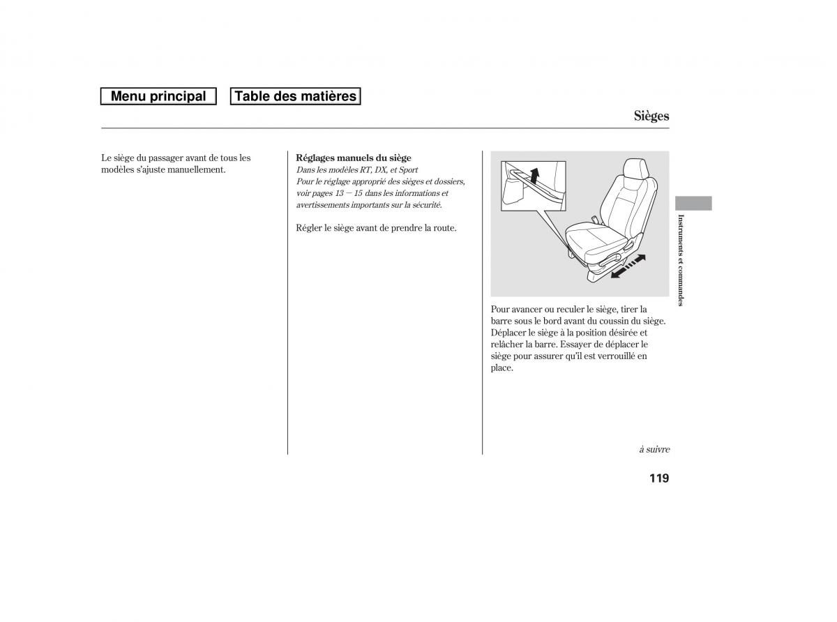 Honda Ridgeline I 1 manuel du proprietaire / page 126