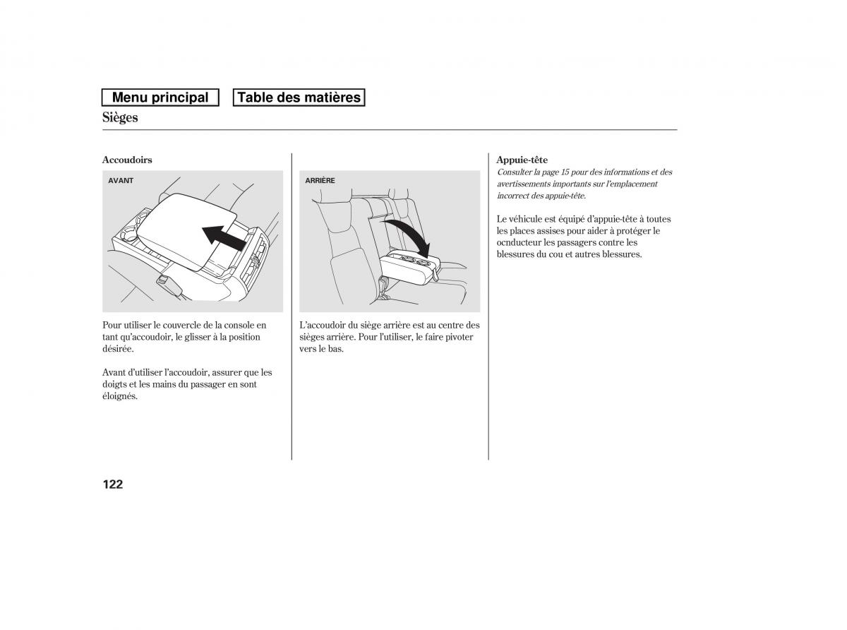 Honda Ridgeline I 1 manuel du proprietaire / page 129