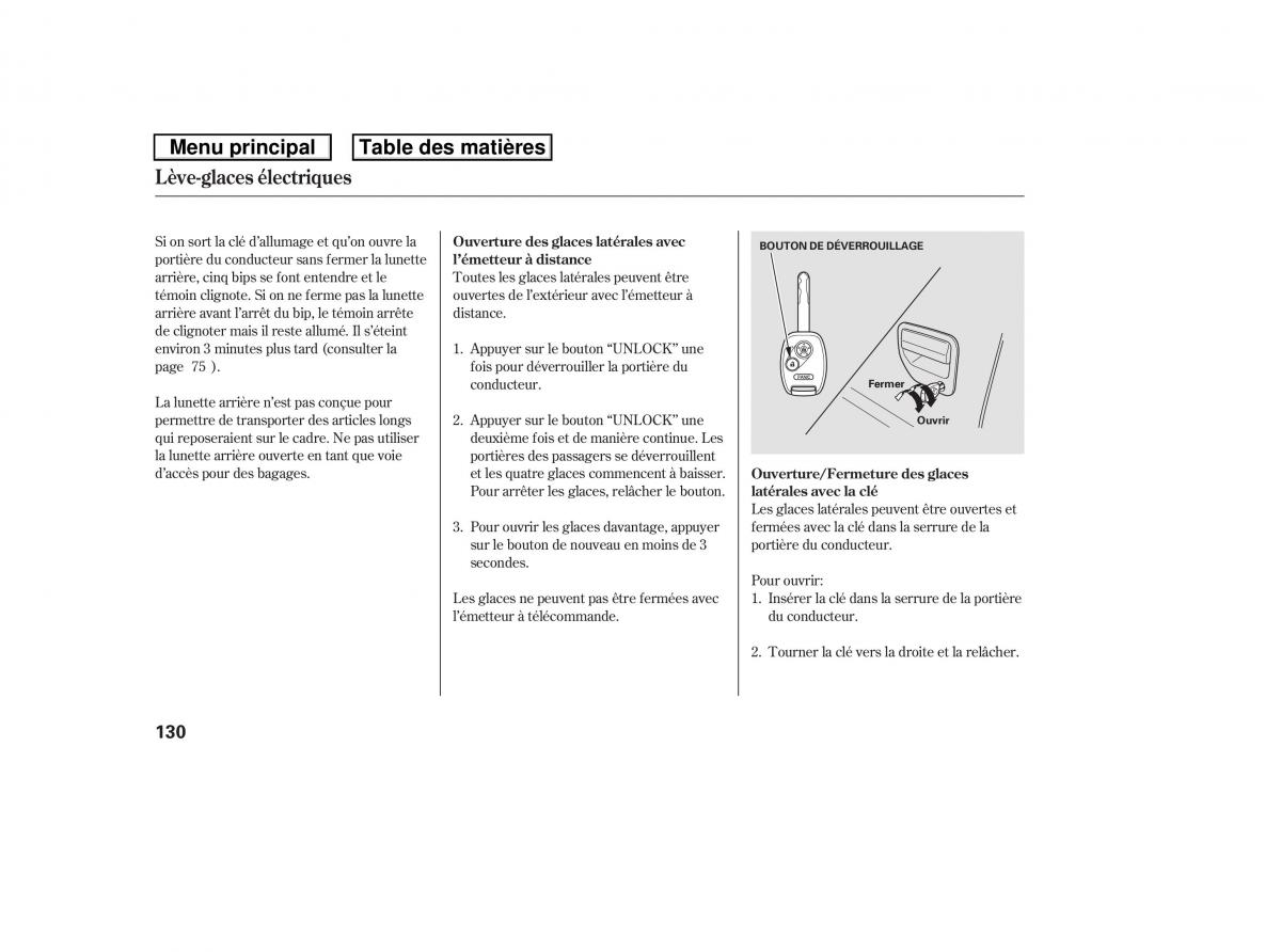 Honda Ridgeline I 1 manuel du proprietaire / page 137