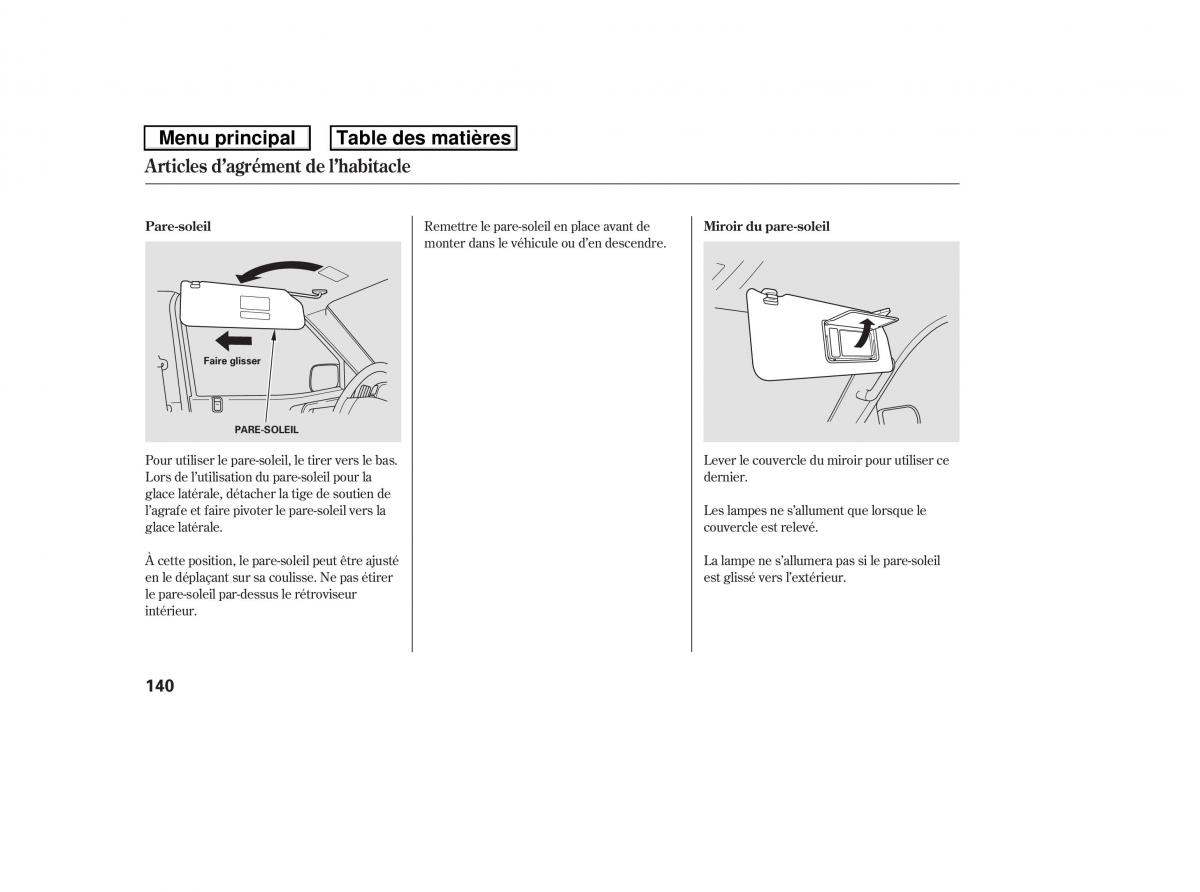 Honda Ridgeline I 1 manuel du proprietaire / page 147